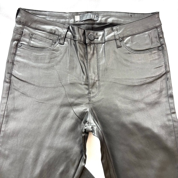 Kut From The Kloth Retro Black Shiny Matte Highrise Flare Faux Leather Pant (12) - Picture 4 of 16